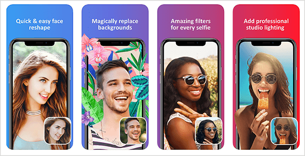 Το Facetune 2 είναι ένας εύκολος τρόπος για να αγγίξετε τις selfies σας. Η προεπισκόπηση iTunes App Store δείχνει πώς η εφαρμογή προσαρμόζει ένα πρόσωπο, αντικαθιστά ένα φόντο, φιλτράρει το χρώμα και διορθώνει προβλήματα φωτισμού.