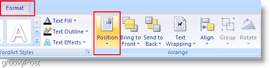 Θέση αλλαγής του Microsoft Word 2007