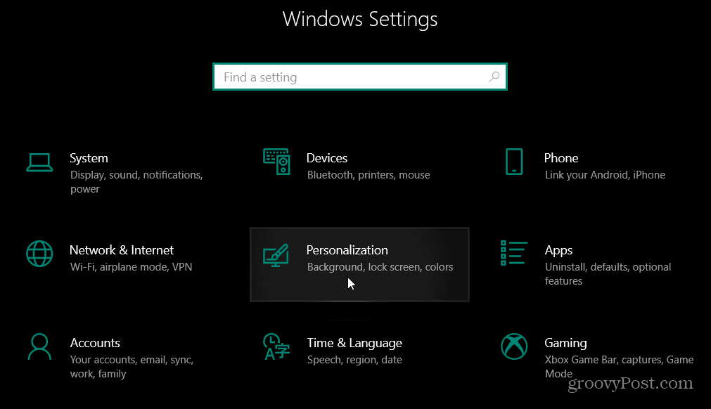 Ρυθμίσεις εξατομίκευσης Windows 10