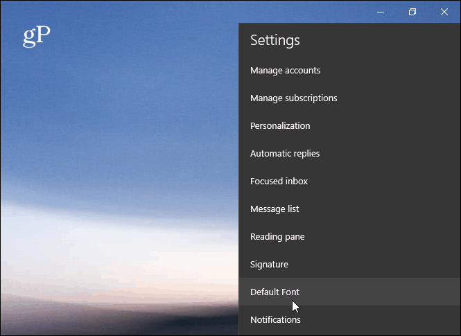 Προεπιλεγμένη γραμματοσειρά Windows 10 εφαρμογή Mail