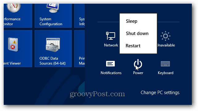 Κουμπί τροφοδοσίας Windows 8