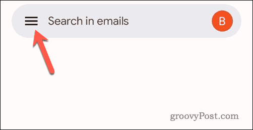 Πατήστε το εικονίδιο μενού Gmail στο Gmail για κινητά