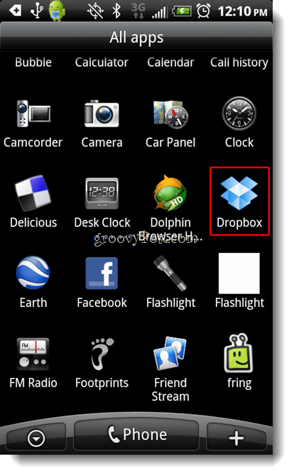 Android Dropbox Έναρξη Dropbox Εικονίδιο
