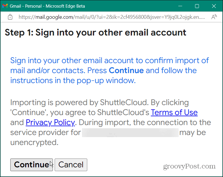 Εισαγάγετε το Outlook email στο Gmail