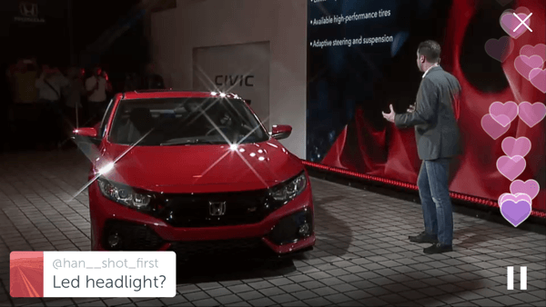 Η Honda χρησιμοποίησε το Periscope για να αποκαλύψει το πρωτότυπο Civic SI του 2017.