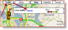 Επιλογές αλλαγής κυκλοφορίας Google Maps για Live Traffic