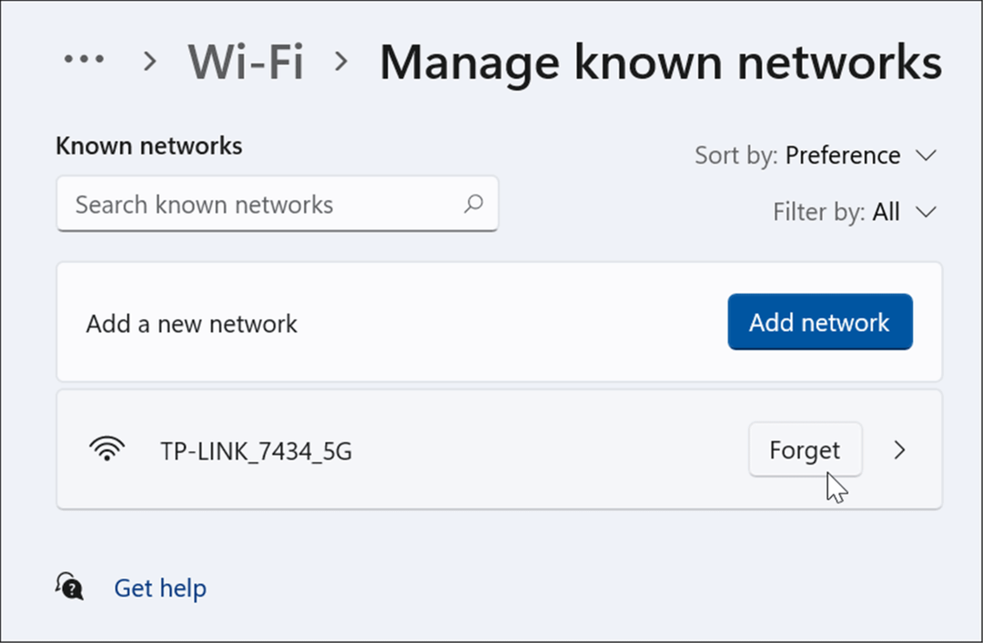 ξεχάστε ένα δίκτυο Wi-Fi στα Windows 11