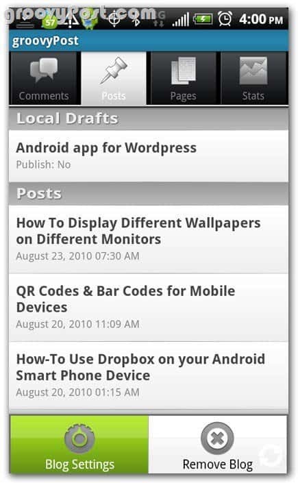 Wordpress σε αναρτήσεις για μηνύματα Android - σχέδια