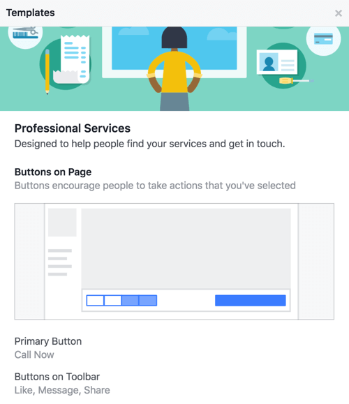 Μάθετε ποια κουμπιά και παροτρύνσεις για δράση έρχονται με το πρότυπο της σελίδας σας στο Facebook.