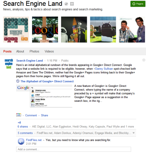 Σελίδες Google+ - Search Engine Land