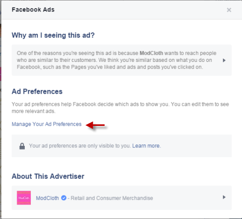 προτιμήσεις διαφημίσεων στο facebook