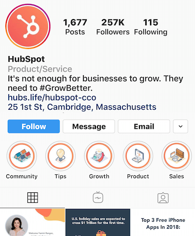 Το Instagram επισημαίνει άλμπουμ στο προφίλ HubSpot