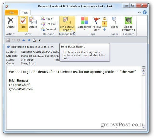 Τρόπος αντιστοίχισης εργασιών στο Outlook 2010