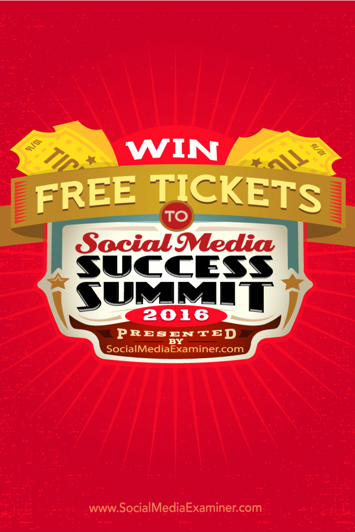 Μάθετε πώς να κερδίσετε ένα δωρεάν εισιτήριο στο Social Media Success Summit 2016.