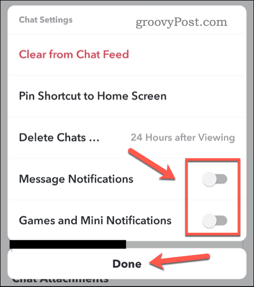 Απενεργοποιήστε τις ειδοποιήσεις συνομιλίας στο Snapchat