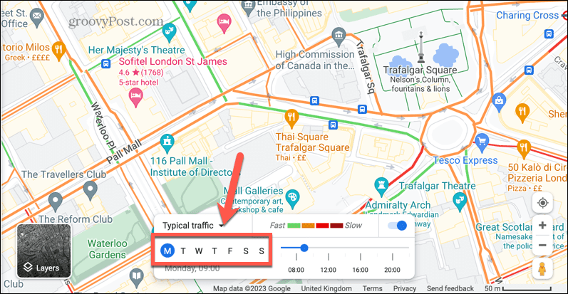 google maps τυπική ημέρα κυκλοφορίας
