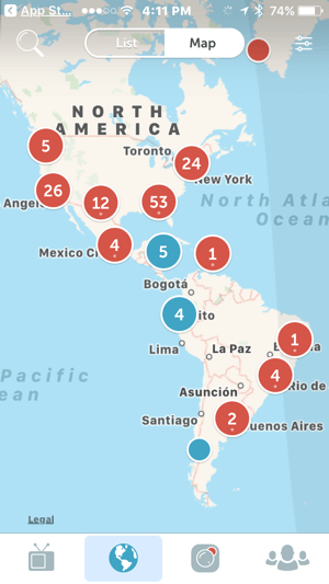 Ο χάρτης του Periscope διευκολύνει τους θεατές να βρουν ζωντανές ροές σε όλο τον κόσμο.