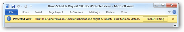 Προστατευμένη προβολή του Microsoft Office