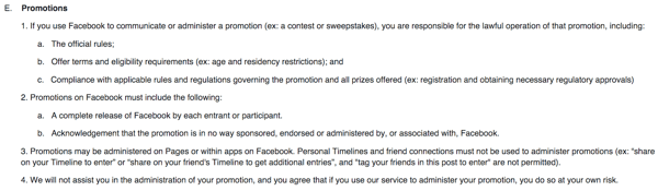 οδηγίες και όροι παροχής υπηρεσιών στο facebook