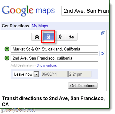 οδηγίες διαμετακόμισης στους Χάρτες Google