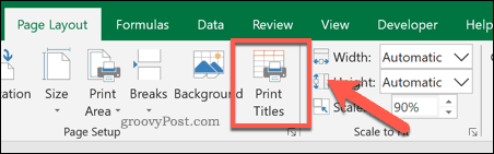 Επιλογή Excel Print Tiles