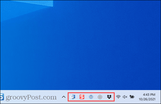 Εικονίδια υπερχείλισης γωνίας γραμμής εργασιών στα Windows 11