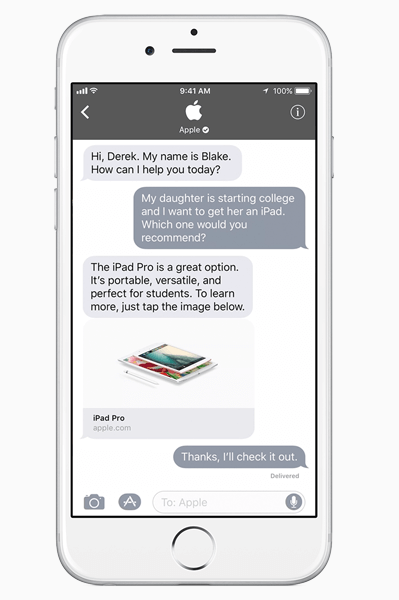 Η Apple παρουσίασε το Business Chat, έναν ισχυρό νέο τρόπο σύνδεσης των επιχειρήσεων με πελάτες στο iMessage.