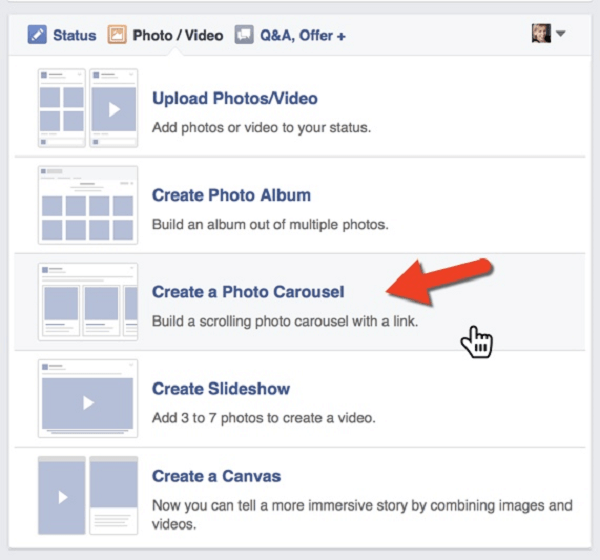 καρουζέλ φωτογραφιών στο facebook