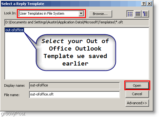 Outlook 2007 - Δημιουργία κανόνα του Outlook επιλέξτε ένα πρότυπο