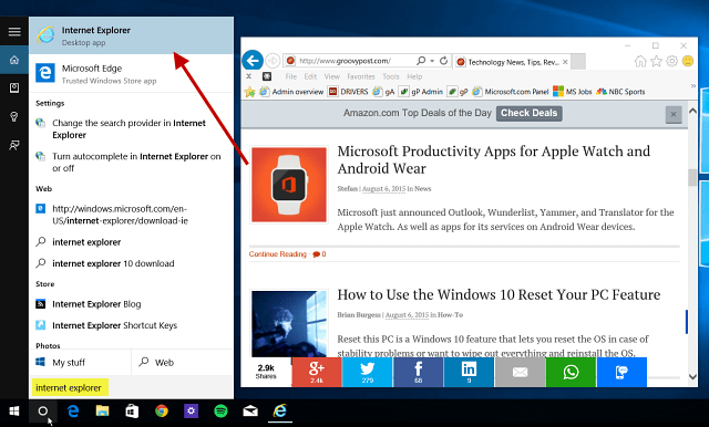 Συμβουλή των Windows 10: Εύρεση και χρήση του Internet Explorer όταν χρειάζεται