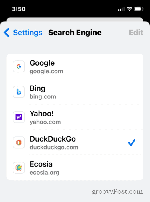 Google Chrome Επιλέξτε μηχανή αναζήτησης