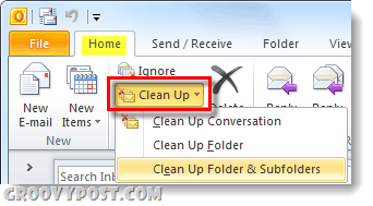 καθαρίστε το φάκελο ή τις συνομιλίες σας στο Outlook 2010