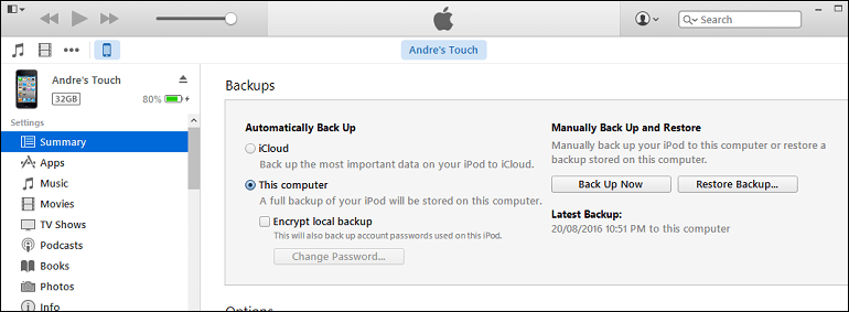 iTunes backup 1