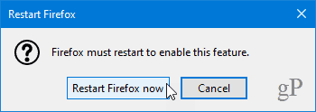 Επανεκκινήστε τον Firefox