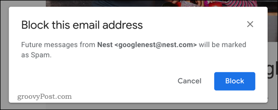 Κουμπί αποκλεισμού στο Gmail