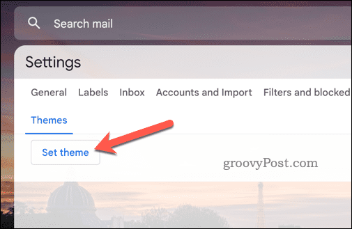 Κουμπί Ορισμός θέματος Gmail