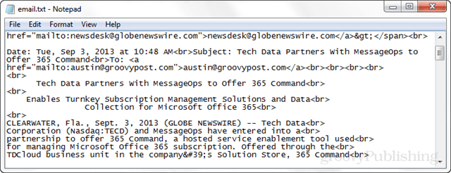 Αποθήκευση και προβολή πλήρους δεδομένων πηγών ηλεκτρονικού ταχυδρομείου στο Outlook 2013