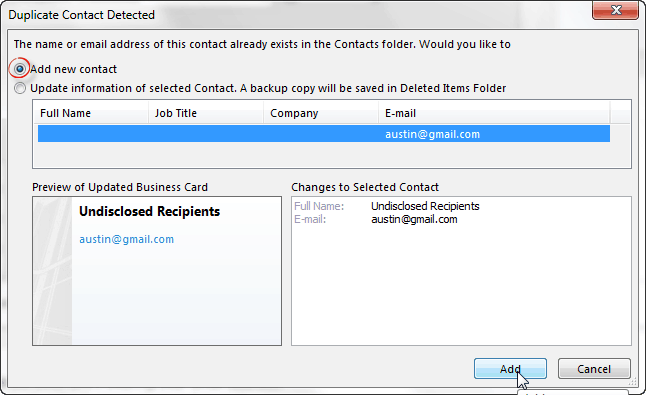 Κάντε το Outlook εμφανίζεται να στέλνει μηνύματα ηλεκτρονικού ταχυδρομείου σε μη κοινοποιημένους παραλήπτες