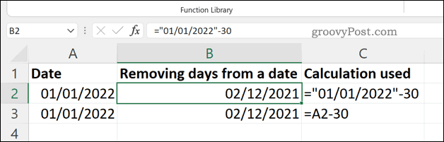 Κατάργηση ημερών από μια ημερομηνία στο Excel