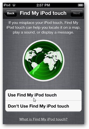 Ρύθμιση iCloud Εύρεση m Ipod Touch