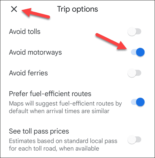 Αποφύγετε αυτοκινητόδρομους στους Χάρτες Google σε κινητά