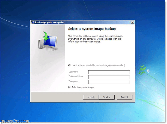 επιλέξτε αντίγραφο ασφαλείας των Windows 7 συστήματος
