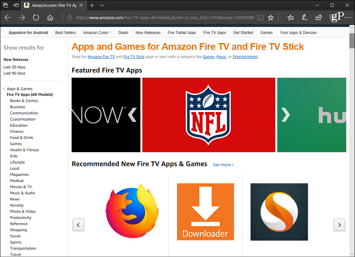 Εφαρμογές Fire TV Amazon Site