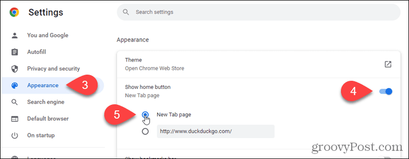 Εμφανίστε το κουμπί Αρχική σελίδα στο Chrome και αφήστε το κουμπί Αρχική να ανοίξει τη σελίδα Νέα καρτέλα