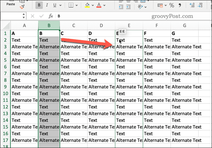 Μετακίνηση στήλης στο Excel