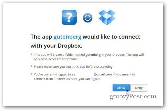 το project gutenberg συνδέεται με το dropbox
