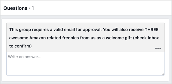 Ζητήστε από τα πιθανά μέλη της ομάδας Facebook να δώσουν τη διεύθυνση email τους σε αντάλλαγμα για ένα freebie.
