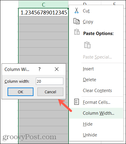 Αυξήστε το πλάτος στήλης στο Excel