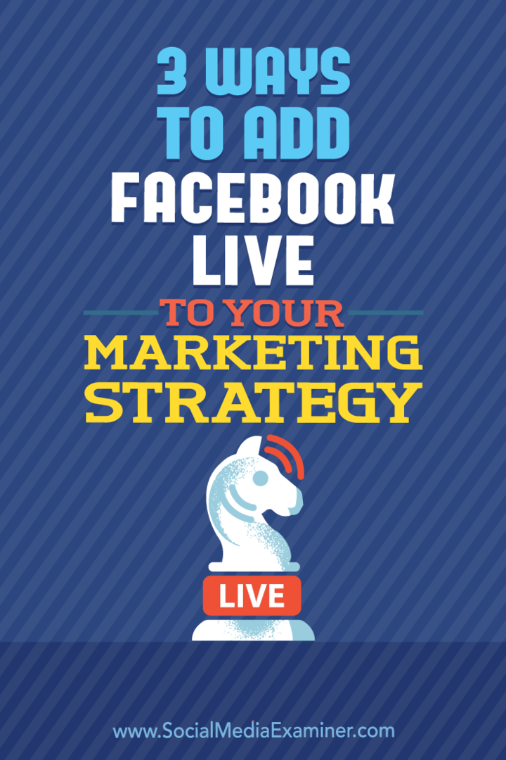 3 τρόποι για να προσθέσετε το Facebook Live στη στρατηγική μάρκετινγκ από τον Matt Secrist στο Social Media Examiner.