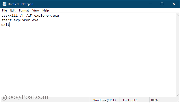 Δημιουργήστε ένα αρχείο δέσμης χρησιμοποιώντας το Σημειωματάριο (Notepad) στα Windows 10